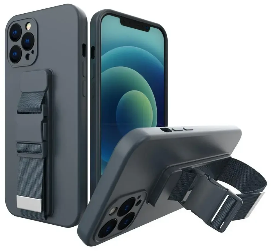 Hurtel Rope dėklas su dirželiu skirtas Samsung Galaxy A22 4G, tamsiai mėlynas