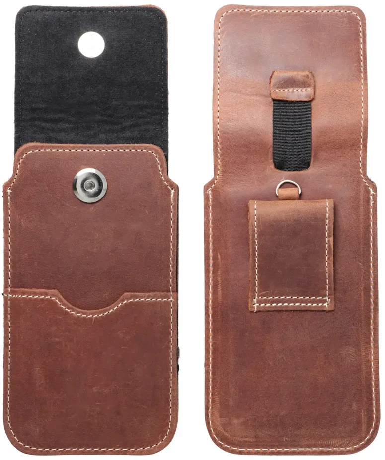 Dėklas OEM odinis universalus slankiklis su atvartu - ROYAL Crazy Horse / ruda - XL dydis - IPHONE 11 / 12 / 13 / SAMSUNG S7 EDGE