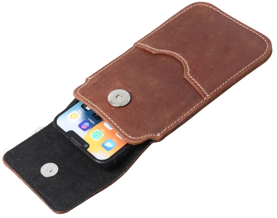 Dėklas OEM odinis universalus slankiklis su atvartu - ROYAL Crazy Horse / ruda - XL dydis - IPHONE 11 / 12 / 13 / SAMSUNG S7 EDGE