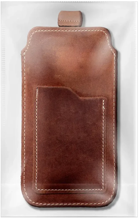 OEM įsegamas telefono dėklas, odinis, su užtrauktuku, skirtas iPhone 6 / 7 / 8, Crazy Horse dydis L, ruda