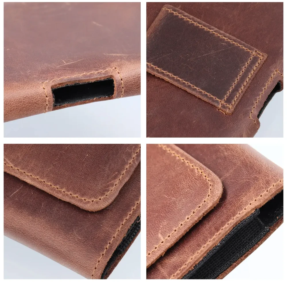 Dėklas Oem ROYAL Crazy Horse universal horizontal leather belt holster dydis L skirtas Apple iPhone 12 / 12 PRO / 13 / 13 PRO / 14 / 14 PRO / Samsung Galaxy S10 / S20 / S21 / A40 / Huawei P8 LITE / P30 / P40 / P9 LITE rudos spalvos
