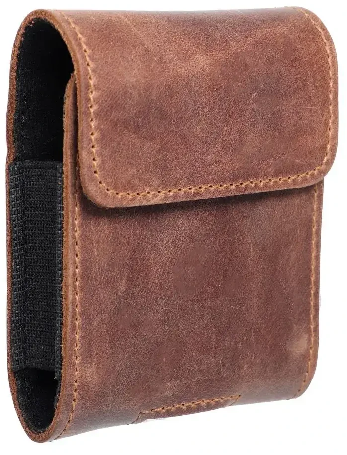 Dėklas Oem ROYAL Crazy Horse universal horizontal leather belt holster size V skirtas Samsung Galaxy FLIP 1 / 2 / 3 / 4 / Huawei P50 Pocket / Motorola RAZR 5G rudos spalvos