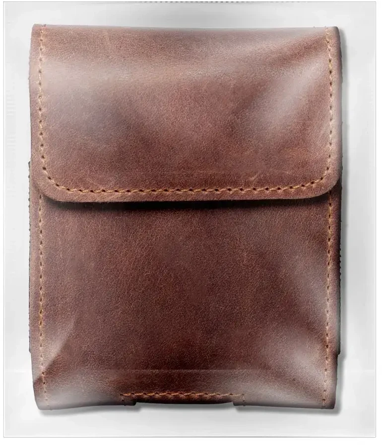 Dėklas Oem ROYAL Crazy Horse universal horizontal leather belt holster size V skirtas Samsung Galaxy FLIP 1 / 2 / 3 / 4 / Huawei P50 Pocket / Motorola RAZR 5G rudos spalvos