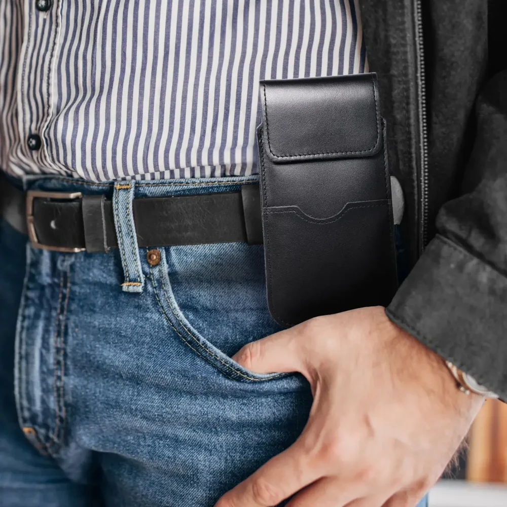Dėklas OEM odinis universalus slankiklis su atvartu - ROYAL / juodas - 2XL dydis - IPHONE 6 PLUS / SAMSUNG A52 / XIAOMI REDMI NOTE 10