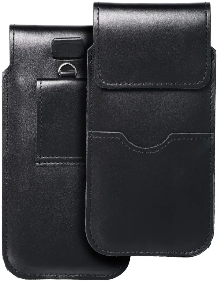Dėklas OEM odinis universalus slankiklis su atvartu - ROYAL / juoda - XL dydis - IPHONE 11 / 12 / 13 / SAMSUNG S7 EDGE