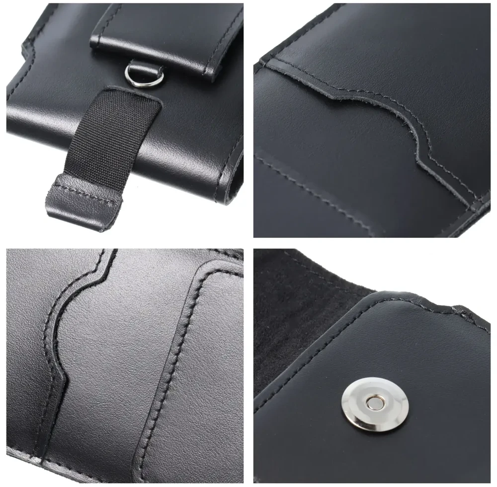 Dėklas OEM odinis universalus slankiklis su atvartu - ROYAL / juoda - XL dydis - IPHONE 11 / 12 / 13 / SAMSUNG S7 EDGE
