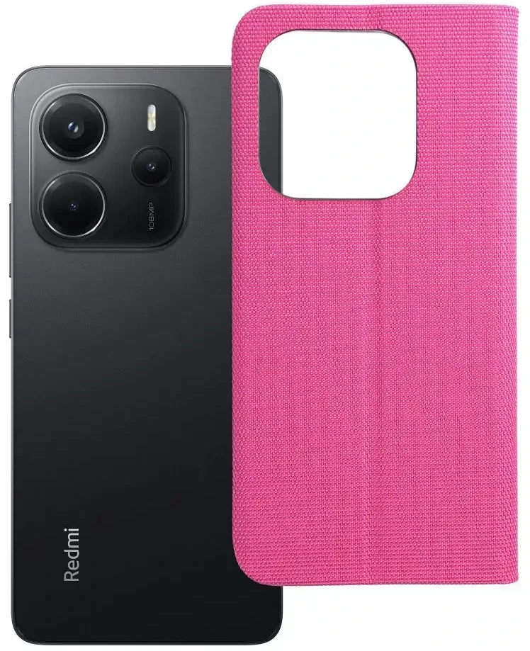 Oem SENSITIVE Book dėklas skirtas Xiaomi Redmi Note 14 4G (GLOBAL - 164,84mm x 78,15mm x 8,16mm) rožinės spalvos