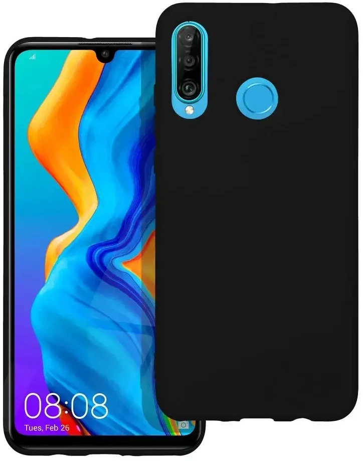 Forcell Huawei P30 Lite silikoninis dėklas, juodas (OEM)