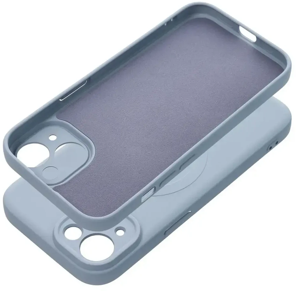 OEM dėklas, skirtas „iPhone 15“ silikoniniam „Mag“ dėklui, suderinamas su „MagSafe“ (fotoaparato apsauga), šviesus mėlynas