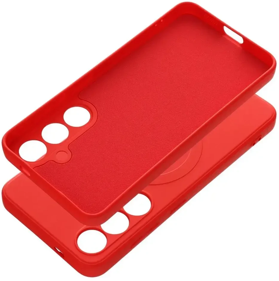 Oem SILICONE MAG COVER dėklas suderinamas su MagSafe skirtas Samsung Galaxy S24 red