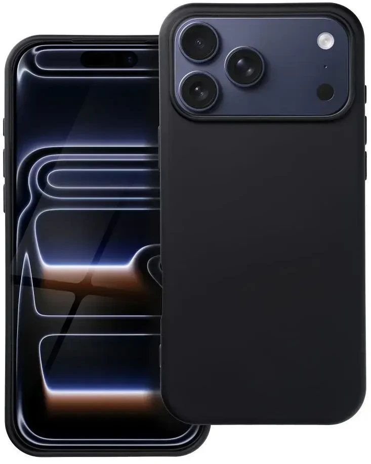 OEM dėklas, skirtas iPhone 17 Pro Max / 18 Pro Max (žemas kameros kraštas), silikoninis, juodas