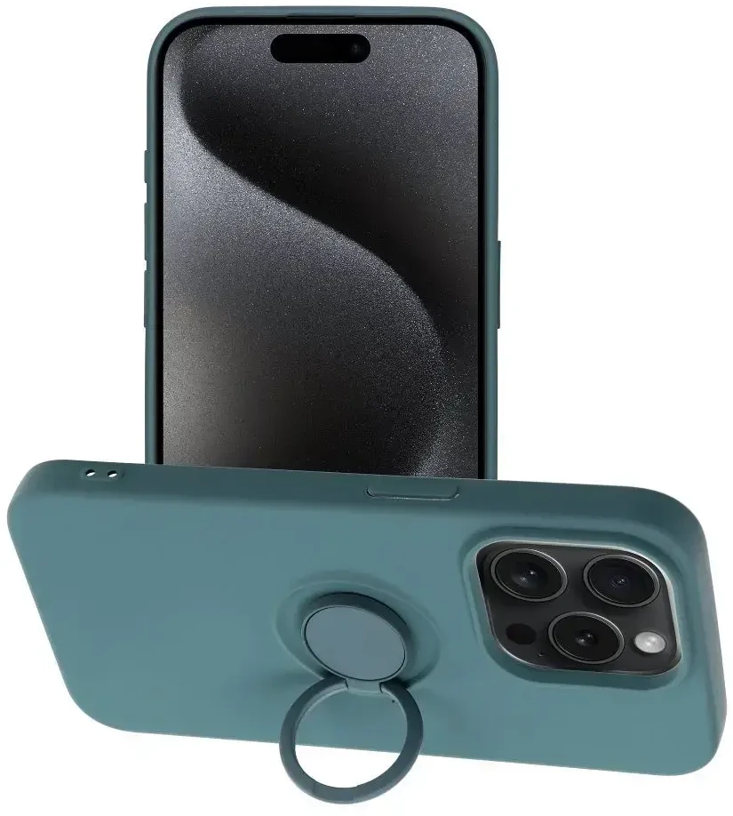 OEM dėklas iPhone 15 PRO silikoniniam žiedui žalias