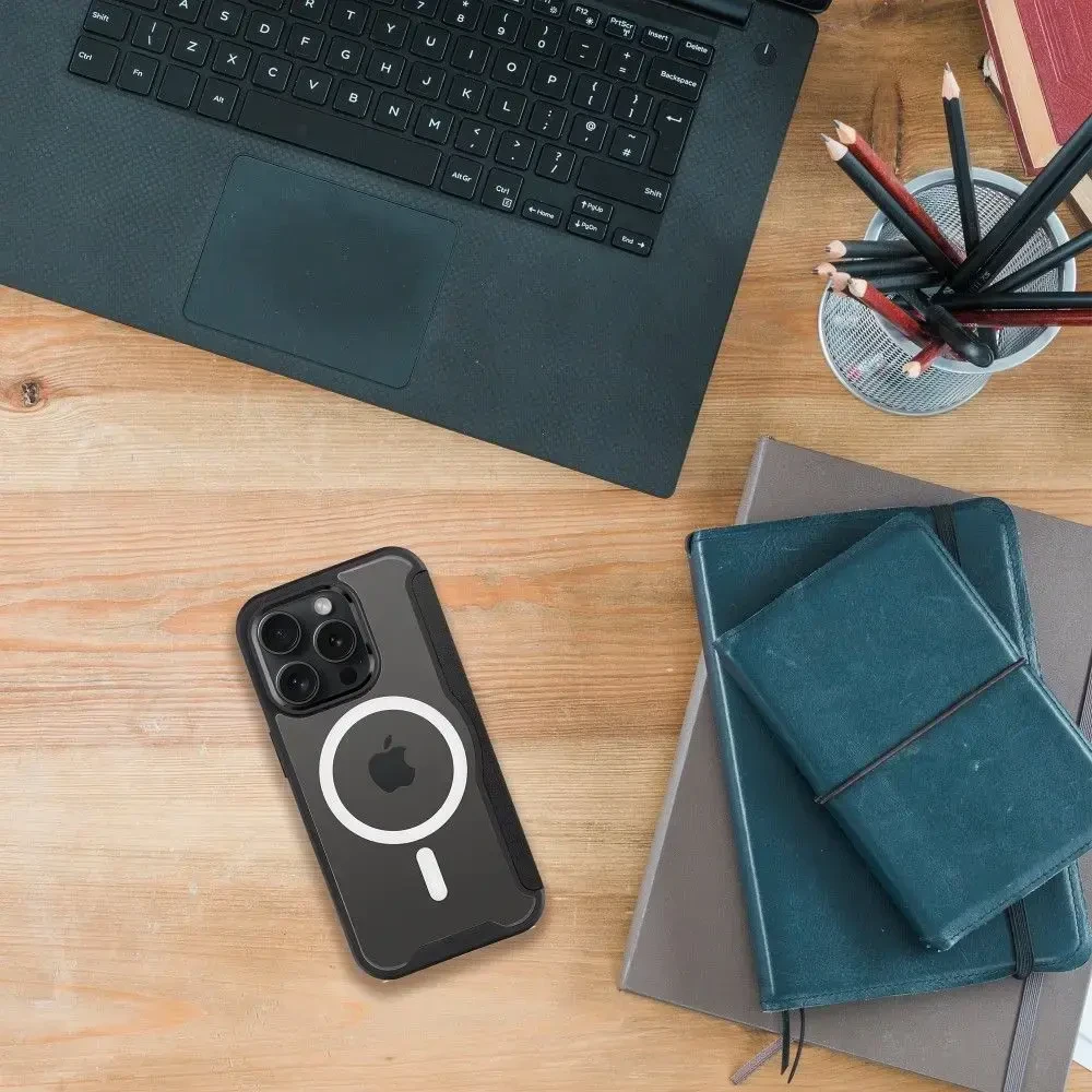 OEM atverčiamas dėklas, skirtas iPhone 16, Smart Mag, suderinamas su MagSafe, juodas