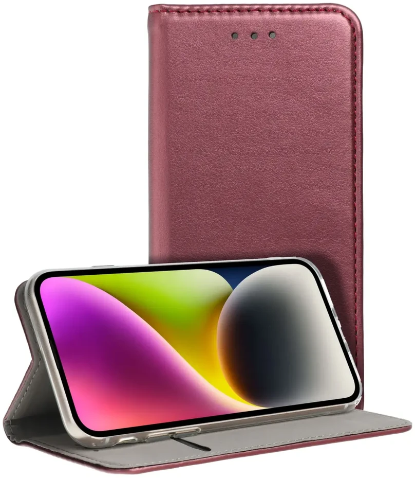 Atverčiamas dėklas, skirtas „Realme NOTE 70 Smart Magneto“, bordo spalvos