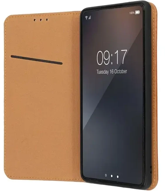 Dėklas Oem „Xiaomi Redmi NOTE 15 PRO 5G Smart Pro Book“ odinis atvartas, rūdos spalvos