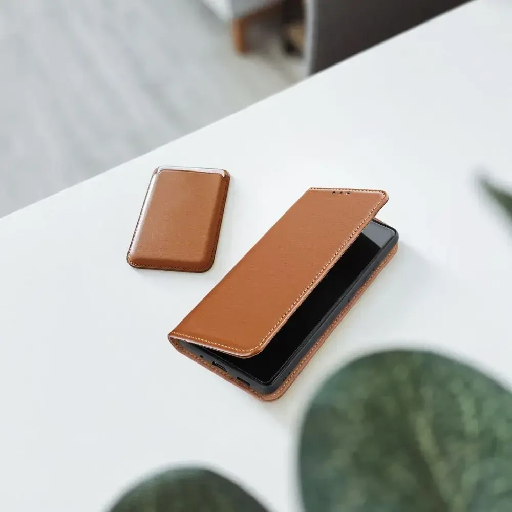 Dėklas Oem „Xiaomi Redmi NOTE 15 PRO 5G Smart Pro Book“ odinis atvartas, rūdos spalvos