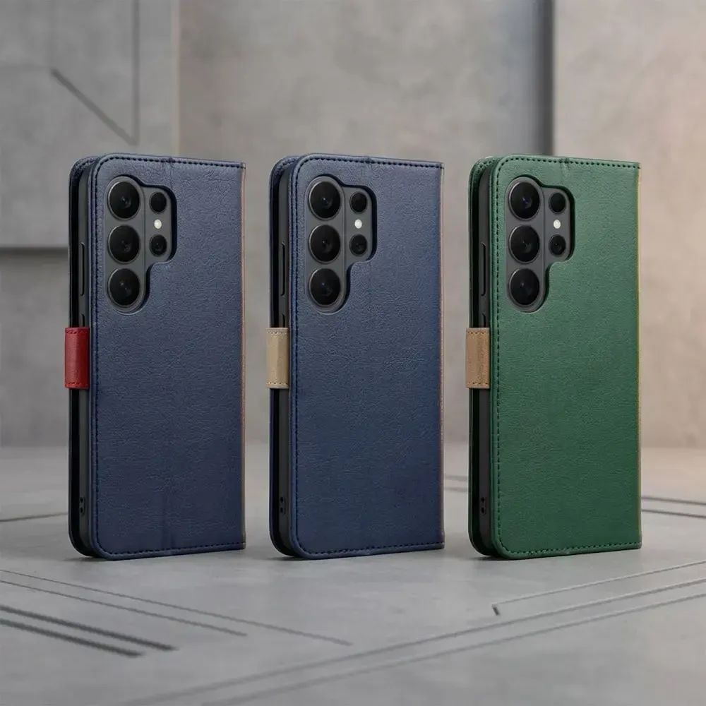 Oem Dėklas su klapką na Samsung A57 Split Book zielono-auksinė