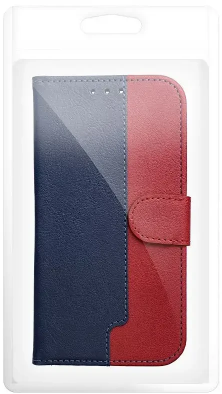 OEM atverčiamas dėklas, skirtas iPhone 17 PRO / 18 PRO, su knygutės formos iškirpte, tamsiai mėlynas ir raudonas