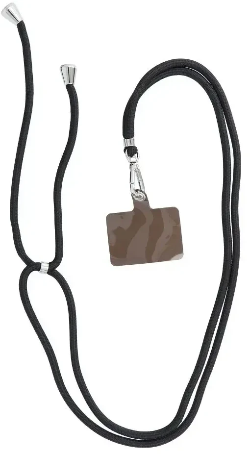 Dėklas OEM SWING (6 mm) telefono virvelė, reguliuojamo ilgio telefono pakabukas / laido ilgis 165 cm (maks. 82,5 cm kilpoje) / ant peties arba kaklo - juodas