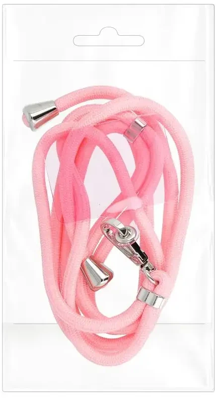 Dėklas OEM SWING (6 mm) telefono virvelė, reguliuojamo ilgio telefono pakabukas / laido ilgis 165 cm (maks. 82,5 cm kilpoje) / ant peties arba kaklo - šviesiai rožinė