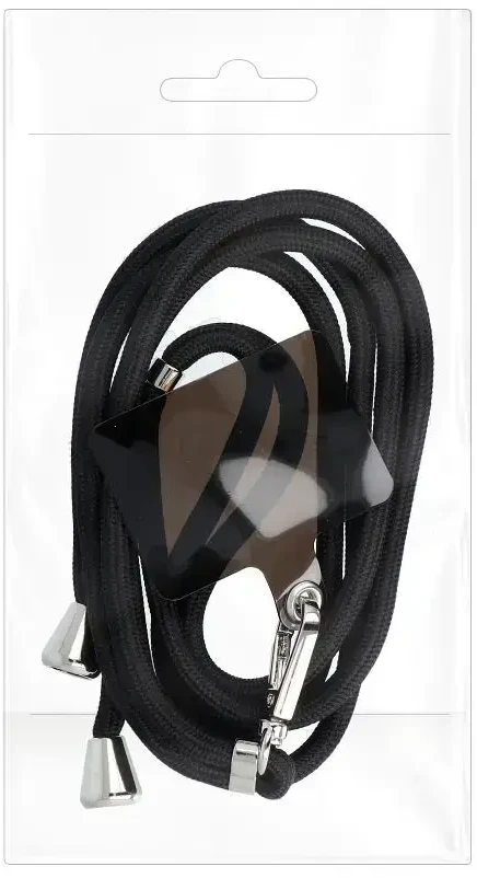 Dėklas OEM SWING (6 mm) telefono virvelė, reguliuojamo ilgio telefono pakabukas / laido ilgis 165 cm (maks. 82,5 cm kilpoje) / ant peties arba kaklo - juodas