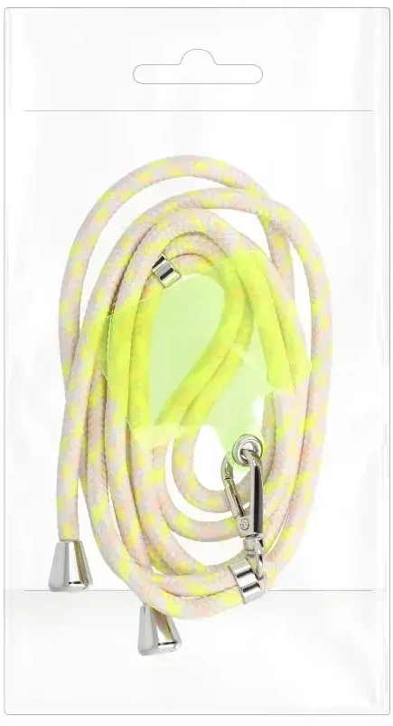 Dėklas OEM SWING (6 mm) telefono virvelė, reguliuojamo ilgio telefono pakabukas / laido ilgis 165 cm (maks. 82,5 cm kilpoje) / ant peties arba kaklo - pilka-geltona