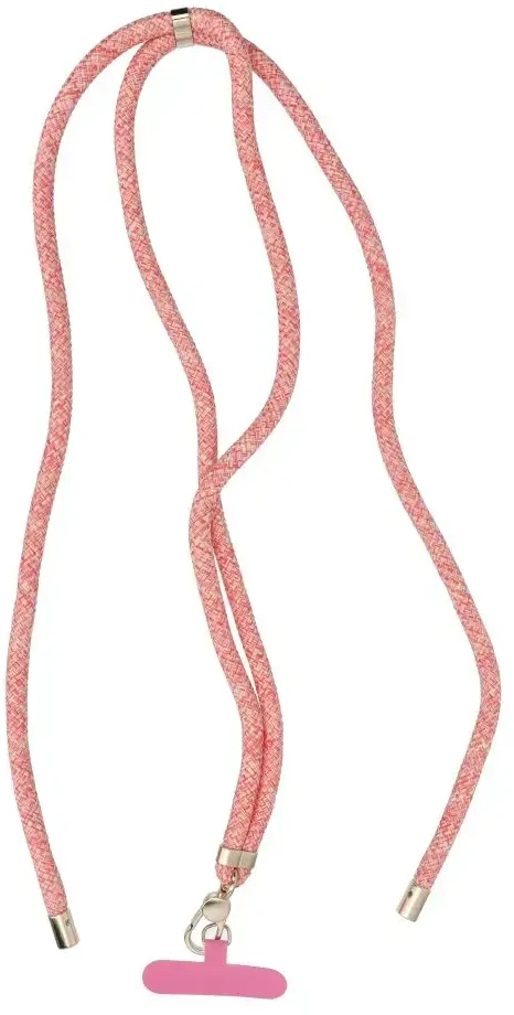 OEM SWING (8 mm) telefono virvelė, reguliuojamo ilgio telefono pakabukas / laido ilgis 165 cm (maks. 82,5 cm kilpoje) / ant peties arba kaklo - pink-baltas