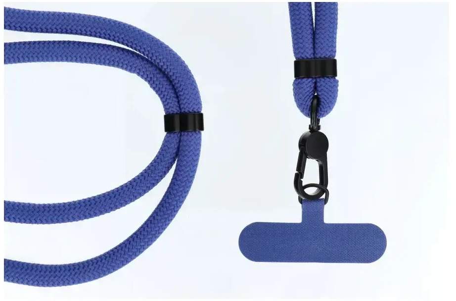 OEM SWING (8 mm) telefono virvelė, reguliuojamo ilgio telefono pakabukas / laido ilgis 165 cm (maks. 82,5 cm kilpoje) / ant peties arba kaklo - tamsi mėlyna