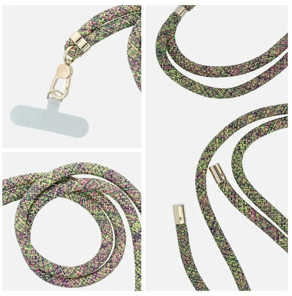 Dėklas OEM SWING (8 mm) telefono virvelė, reguliuojamo ilgio telefono pakabukas / laido ilgis 165 cm (maks. 82,5 cm kilpoje) / ant peties arba kaklo - pilkas-žalias-pink