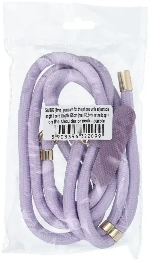 OEM SWING (8mm) telefono virvelė, reguliuojamo ilgio telefono pakabukas / laido ilgis 165cm (maks. 82,5cm kilpoje) / ant peties arba kaklo - violetinė