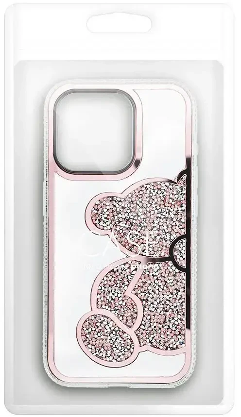 OEM dėklas, skirtas iPhone 11, rožinis meškiuko formos dėklas