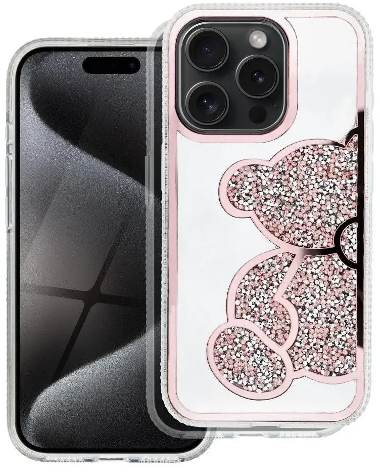 OEM dėklas, skirtas iPhone 11, rožinis meškiuko formos dėklas