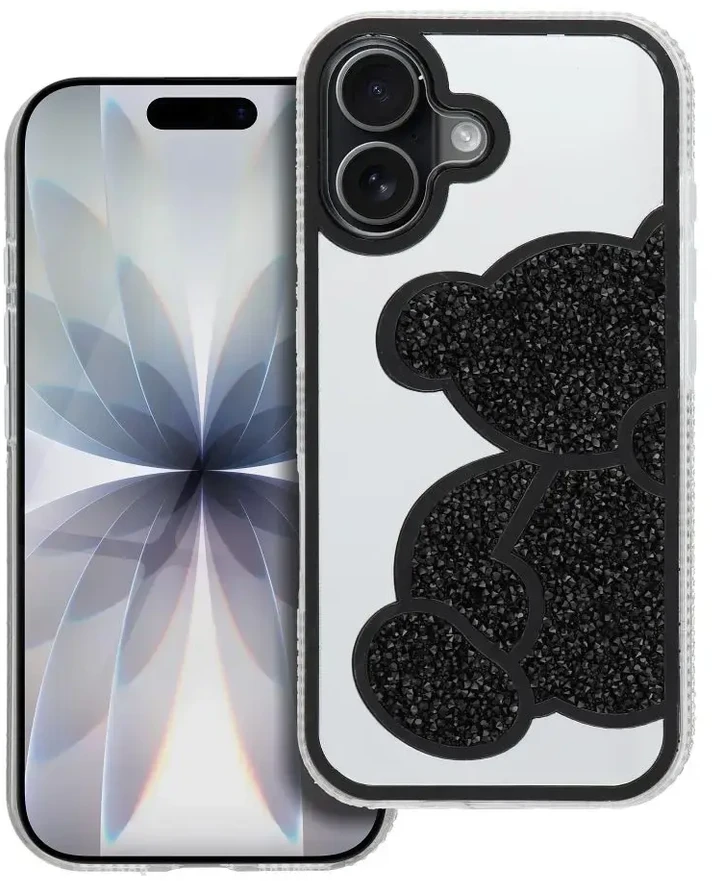 OEM dėklas, skirtas iPhone 17, juodas meškiukas