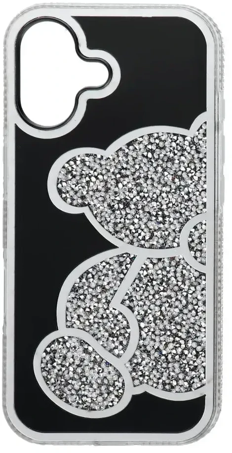 OEM dėklas, skirtas iPhone 17, meškiuko formos sidabrinis