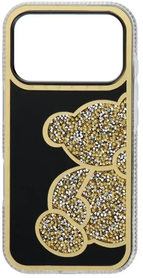 OEM dėklas, skirtas iPhone 17 Pro / 18 Pro (žemas kameros kraštas), meškiukas auksinis