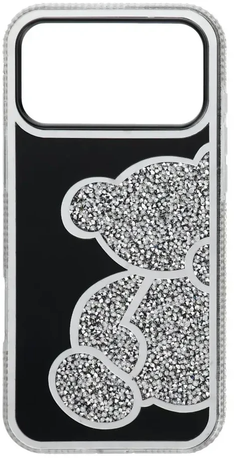 OEM dėklas, skirtas iPhone 17 Pro Max / 18 Pro Max (žemas kameros kraštas) meškiuko sidabrinis
