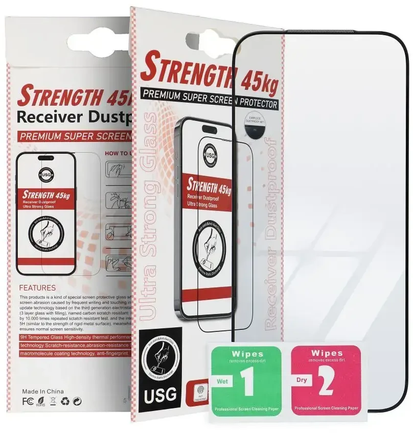 OEM grūdintas stiklas ULTRA STRONG 45kg, skirtas IPHONE 17 PRO / 18 PRO