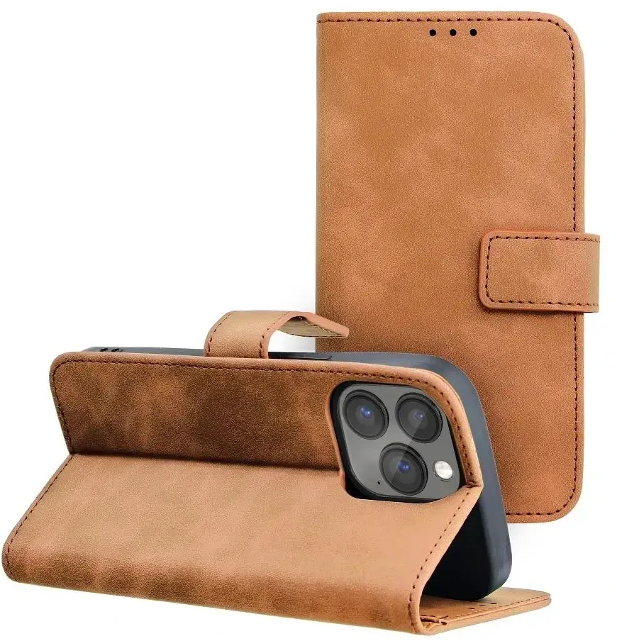 Forcell OEM atverčiamas dėklas, skirtas iPhone 13 PRO, „Tender Book“, ruda