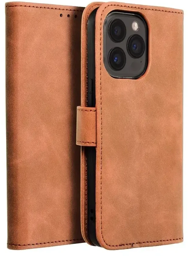 Forcell OEM atverčiamas dėklas, skirtas iPhone 13 PRO, „Tender Book“, ruda