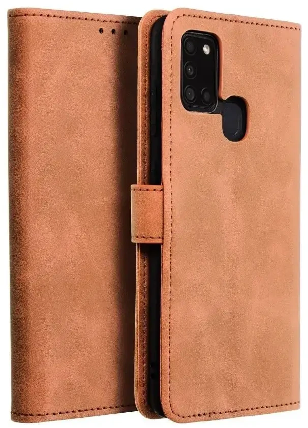 Forcell Oem TENDER Book Dėklas skirtas Samsung Galaxy A21s rudos spalvos