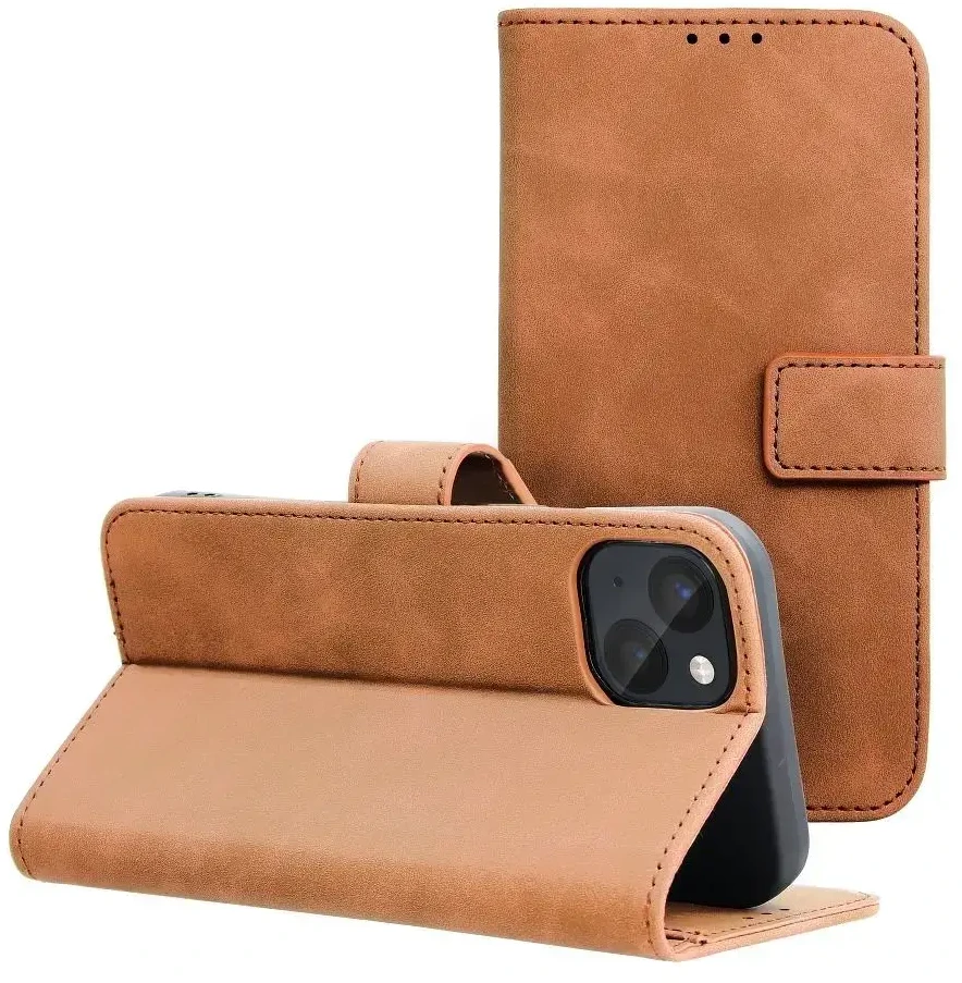 Forcell OEM atverčiamas dėklas, skirtas iPhone 13 Tender Book ruda