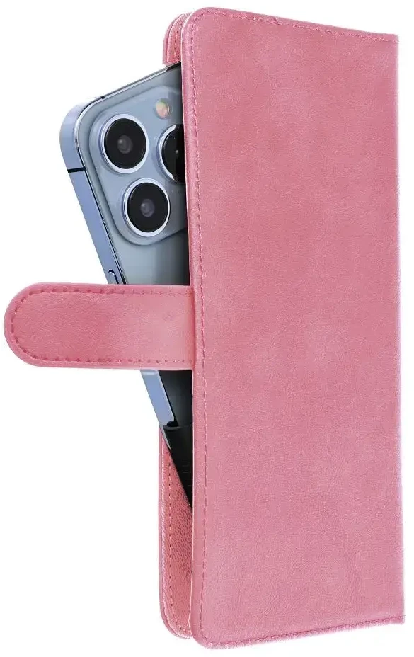 Oem Universal book dėklas COMMON dydis S skirtas Apple iPhone 12 / 13 / Samsung Galaxy S6 / A5 2016 / XCOVER 4 / S22 / HUAWEI P8 2017 rožinės spalvos
