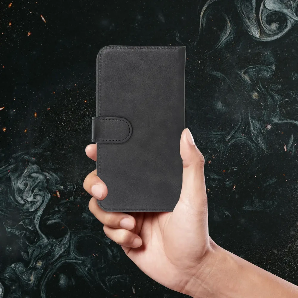 Oem Universal book dėklas COMMON dydis XL skirtas Samsung Galaxy A12 / A13 4G / A34 5G / A02s / Xiaomi Redmi 12 4G / 12C / NOTE 12 4G / 12 PRO 5G OPPO A53s / A72 / A92 juodos spalvos