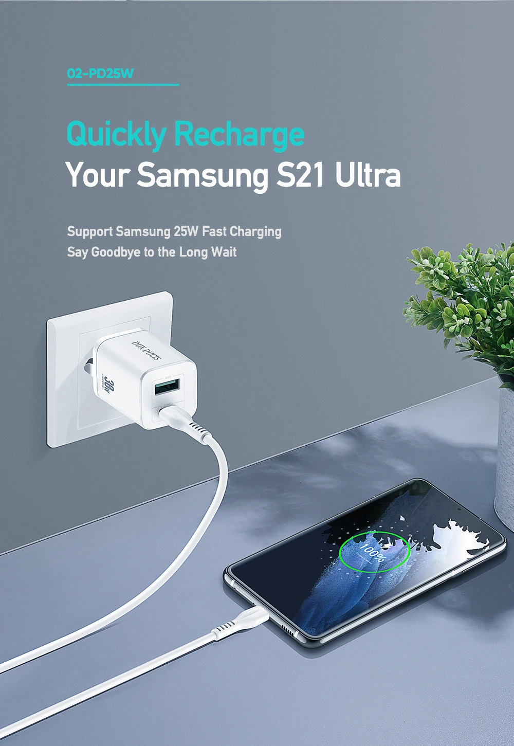 Laidinis įkroviklis Dux Ducis C80 Super Si – USB + Type C – PD 30W QC 3.0 18W 3A baltos spalvos