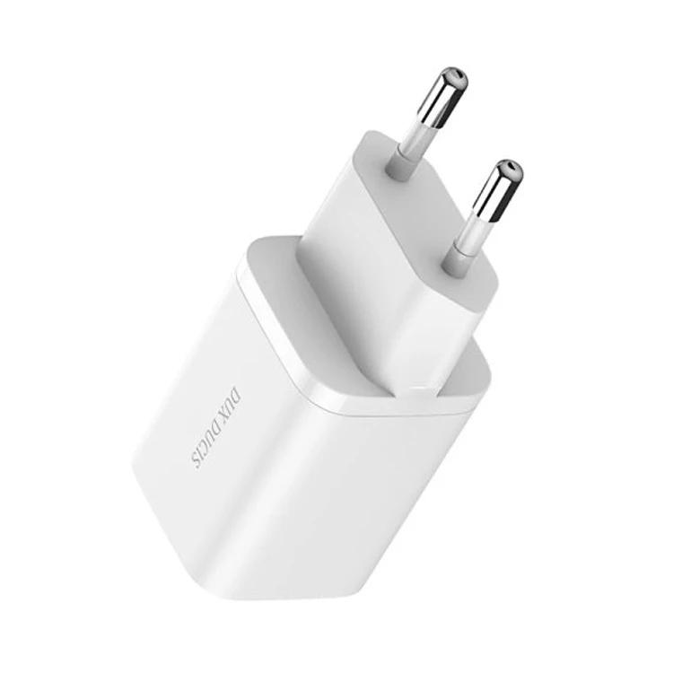 Laidinis įkroviklis Dux Ducis C80 Super Si – USB + Type C – PD 30W QC 3.0 18W 3A baltos spalvos