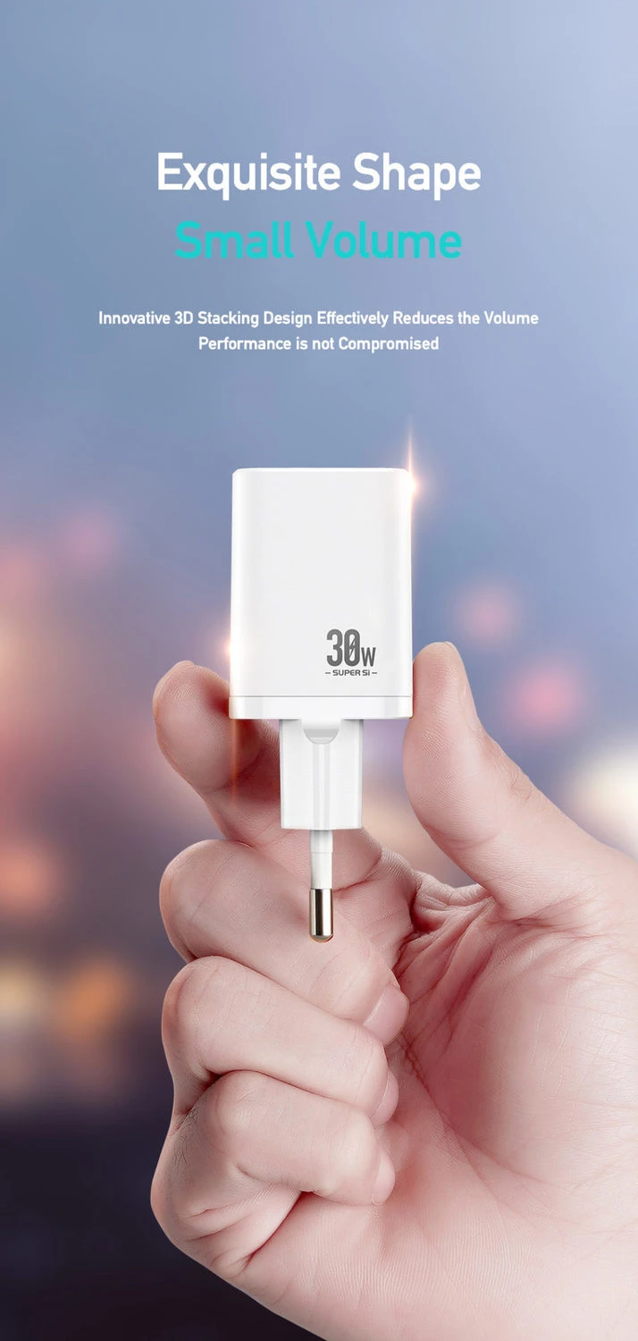 Laidinis įkroviklis Dux Ducis C80 Super Si – USB + Type C – PD 30W QC 3.0 18W 3A baltos spalvos