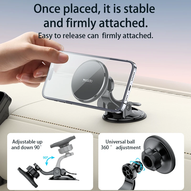 Yesido Magnetic car holder C177 to dashboard juodas