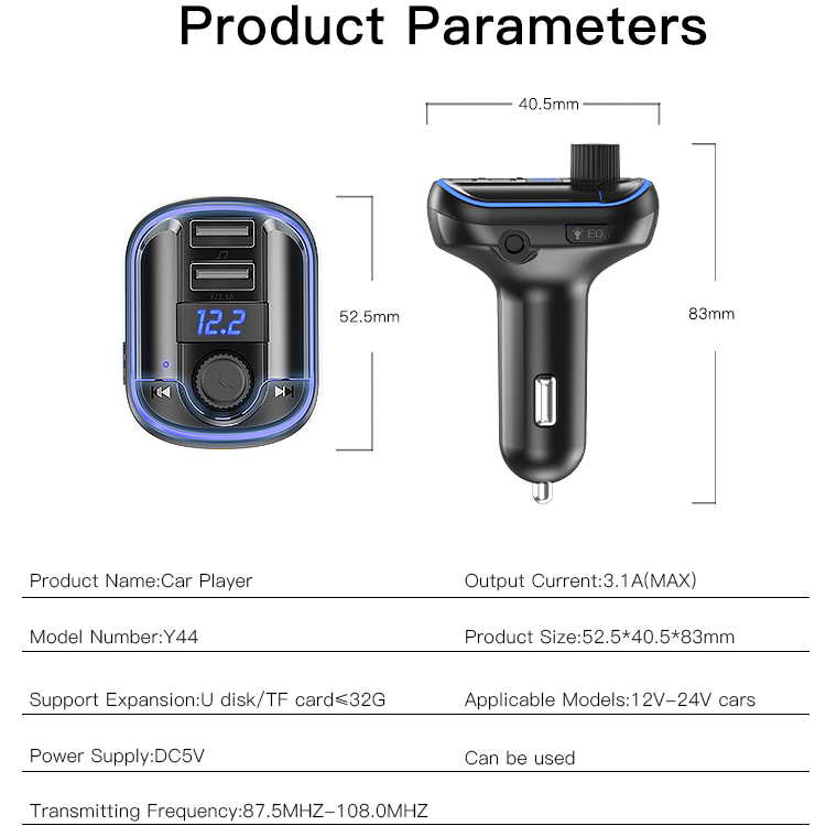 FM Moduliatorius Yesido Y44 2 x USB Micro SD 3,1A