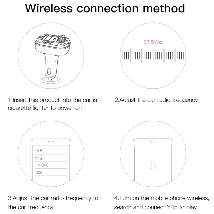 „Yesido“ FM siųstuvas Y45 MP3, „Bluetooth“ - 2xUSB + C tipo + „Micro SD“ - QC 18W PD 20W juodas