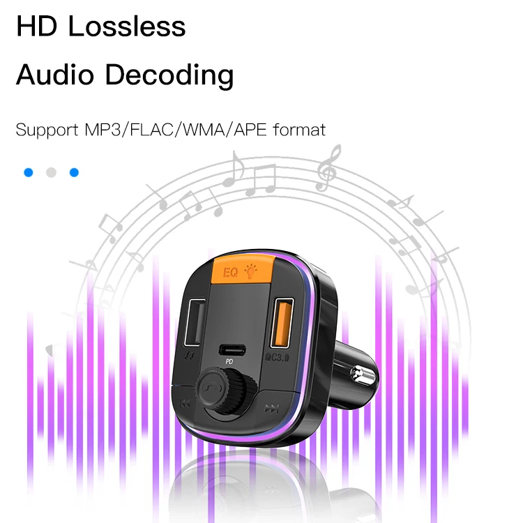 „Yesido“ FM siųstuvas Y45 MP3, „Bluetooth“ - 2xUSB + C tipo + „Micro SD“ - QC 18W PD 20W juodas